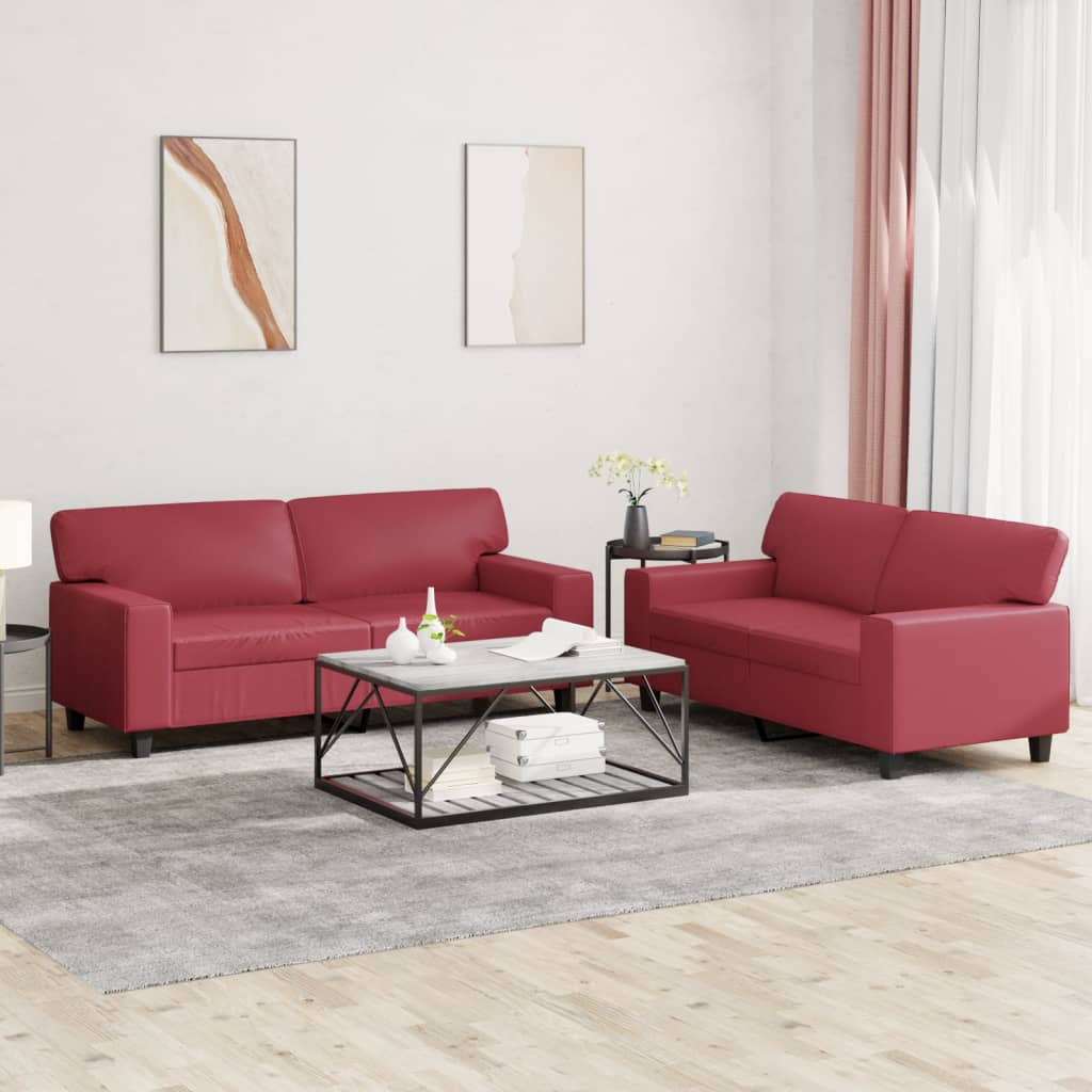 Ensemble de canapés 2 pcs rouge bordeaux similicuir - XIOS