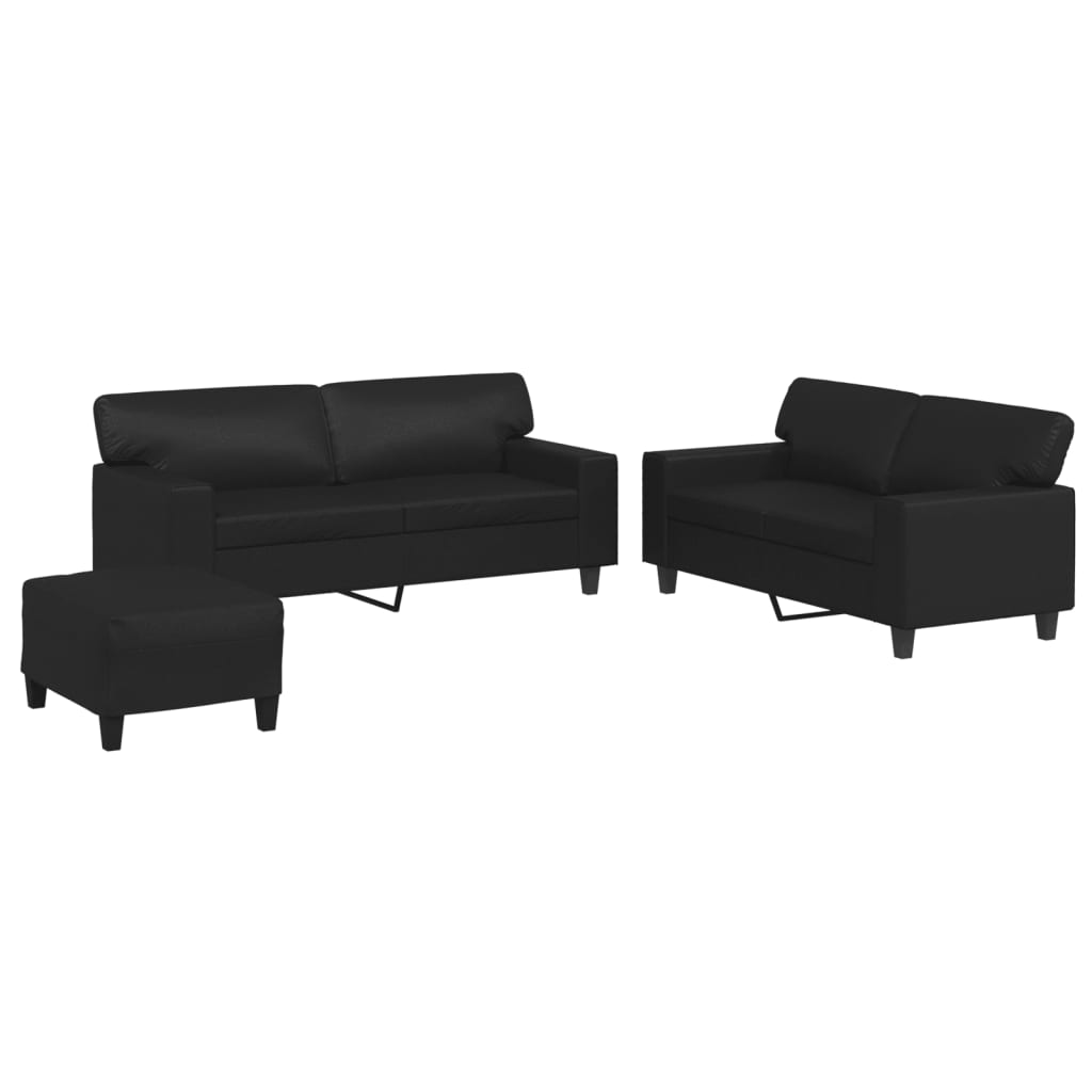 Ensemble de canapés 3 pcs noir similicuir - XIOS
