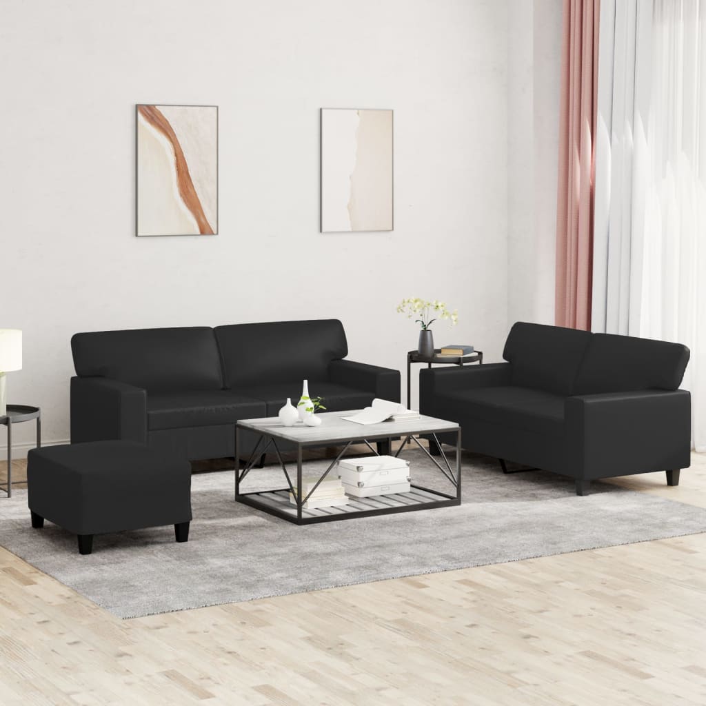 Ensemble de canapés 3 pcs noir similicuir - XIOS