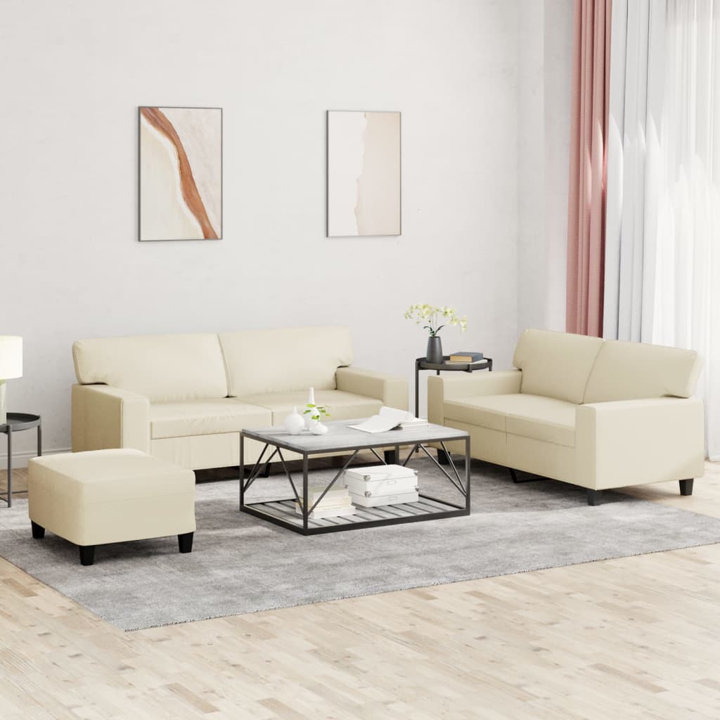 Ensemble de canapés 3 pcs crème similicuir - XIOS