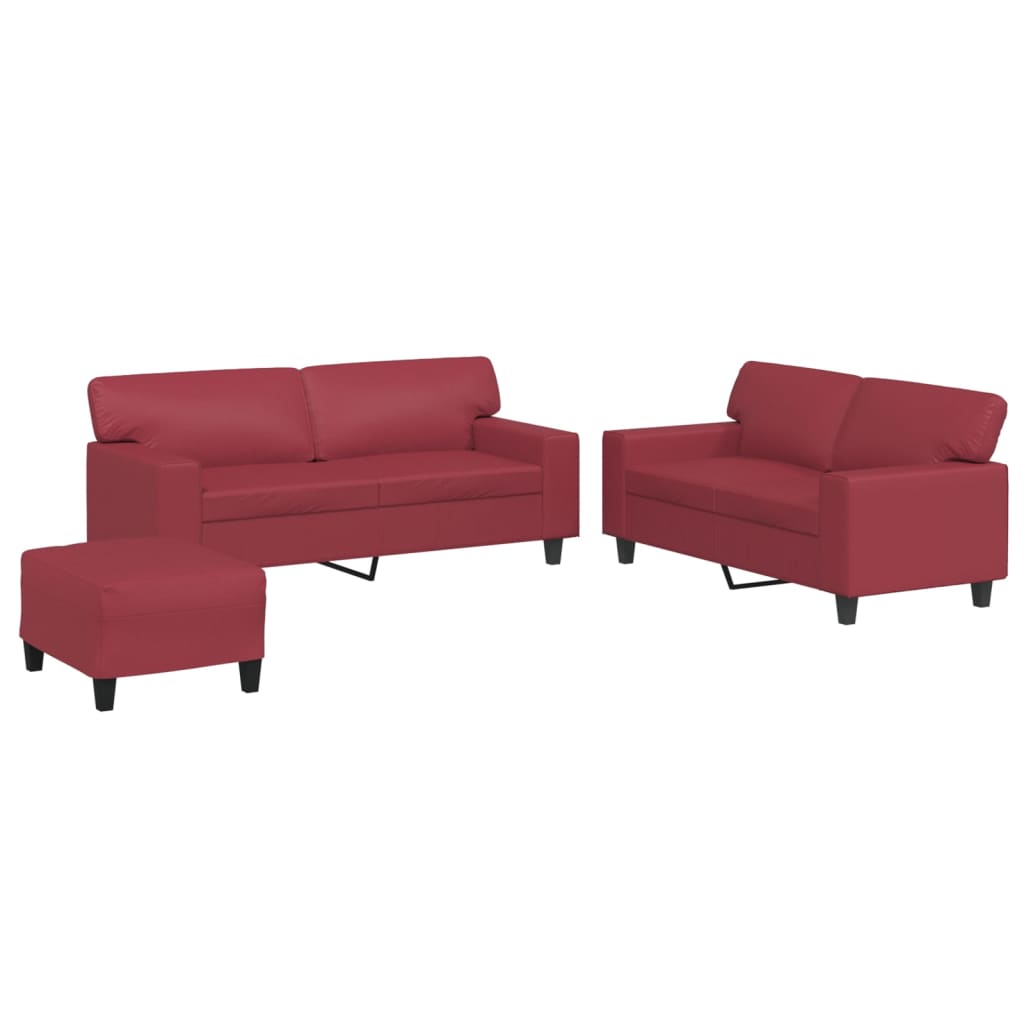 Ensemble de canapés 3 pcs rouge bordeaux similicuir - XIOS