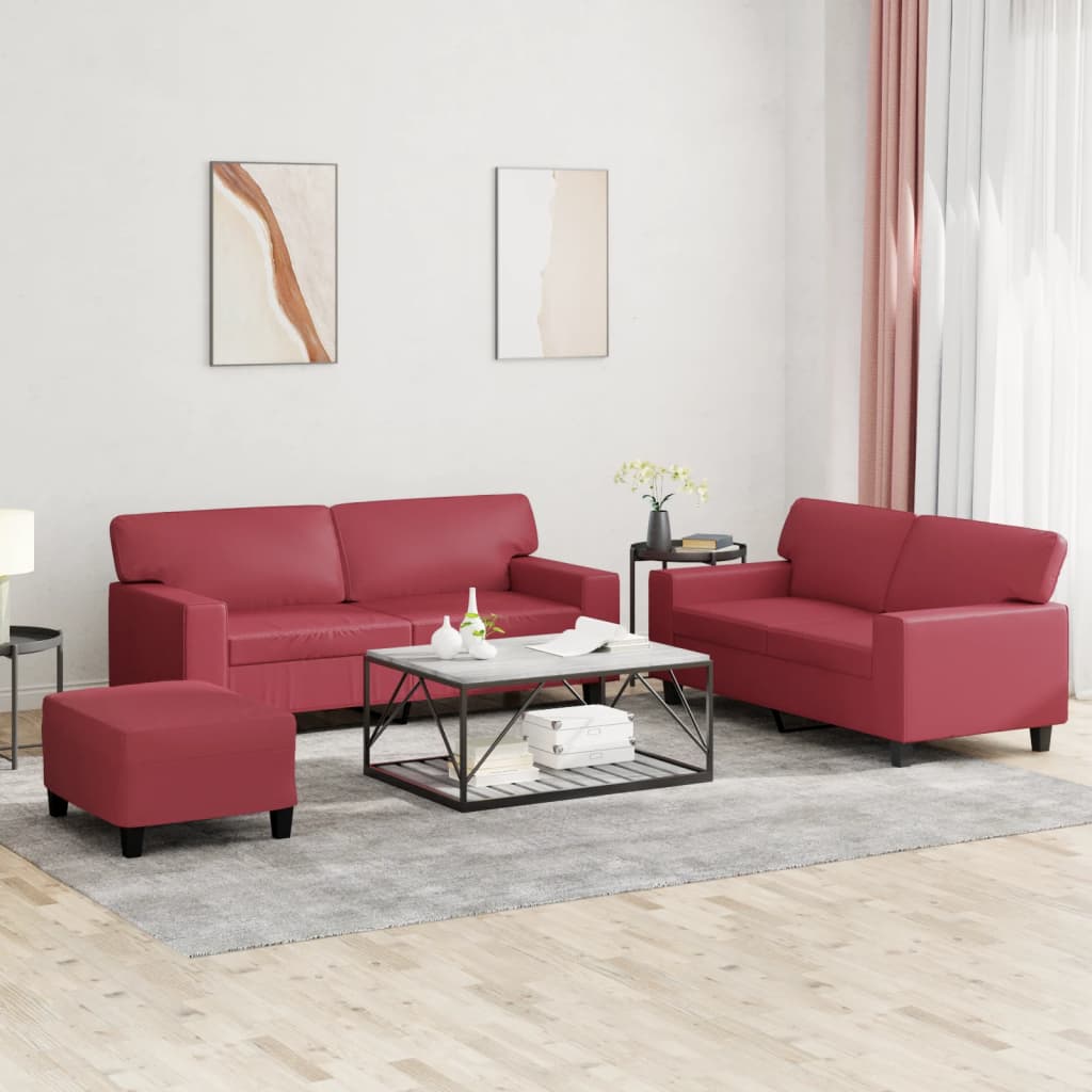 Ensemble de canapés 3 pcs rouge bordeaux similicuir - XIOS