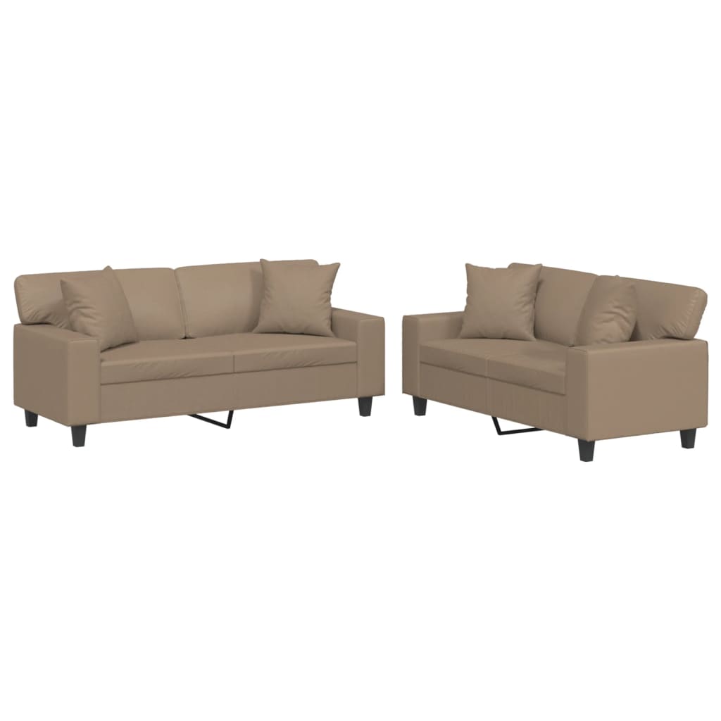 Ensemble de canapés 2 pcs avec coussins cappuccino similicuir - XIOS