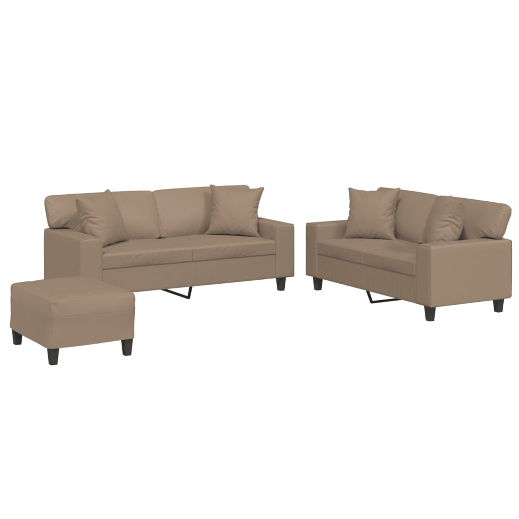 Ensemble de canapés 3 pcs avec coussins cappuccino similicuir - XIOS