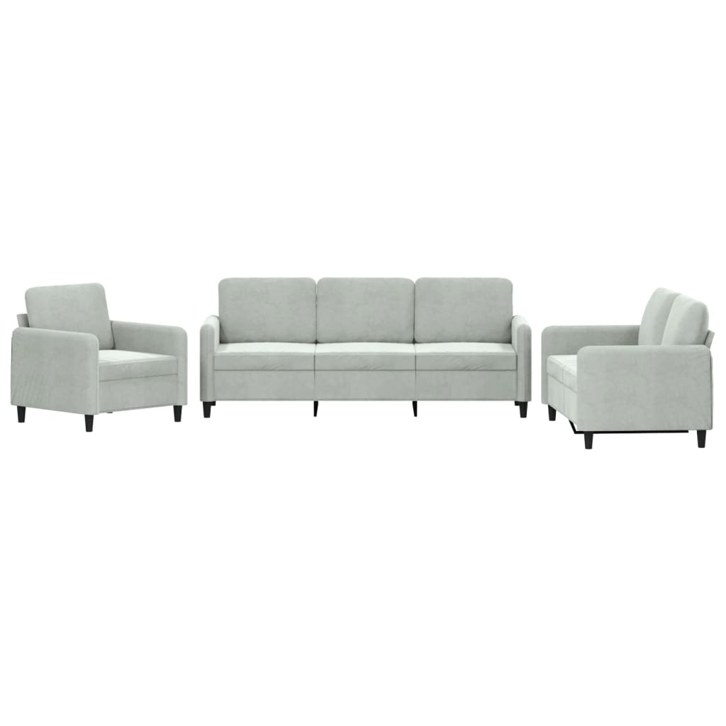Ensemble de canapés 3 pcs gris clair velours - XIOS