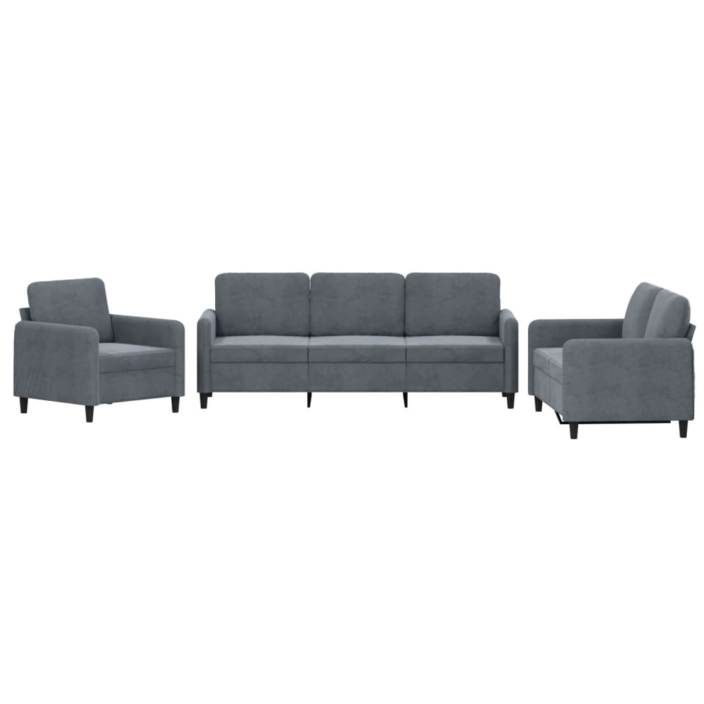 Ensemble de canapés 3 pcs gris foncé velours - XIOS