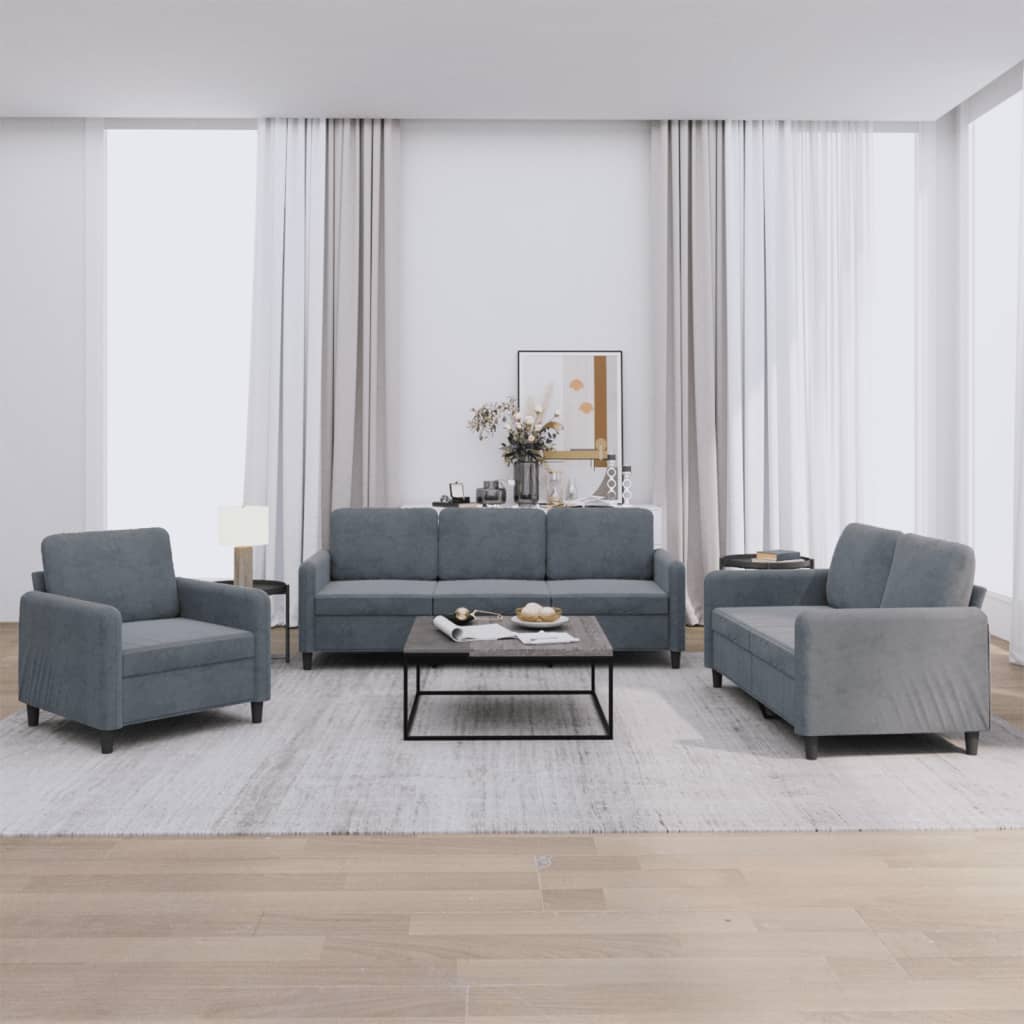 Ensemble de canapés 3 pcs gris foncé velours - XIOS
