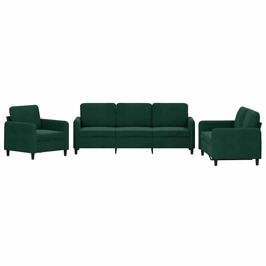 Ensemble de canapés 3 pcs vert foncé velours - XIOS