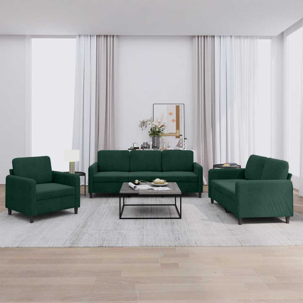 Ensemble de canapés 3 pcs vert foncé velours - XIOS