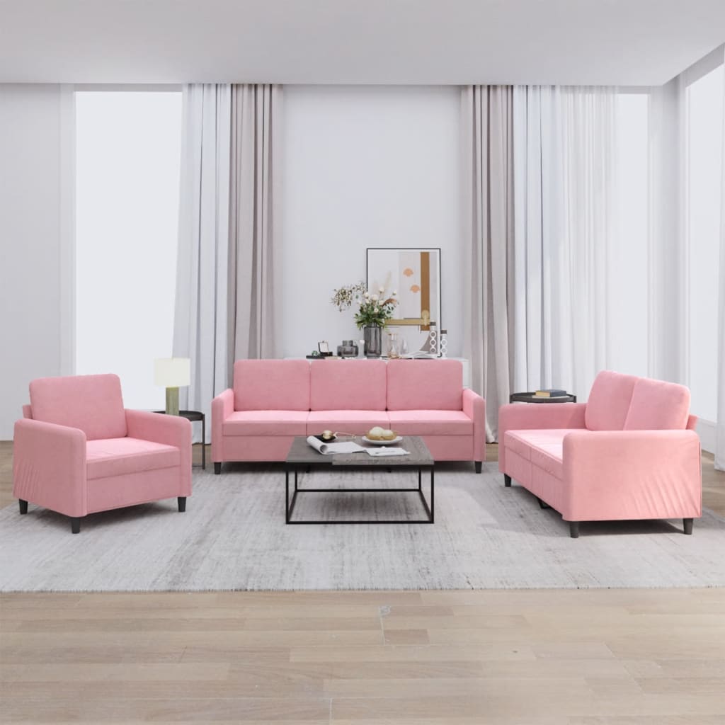 Ensemble de canapés 3 pcs rose velours - XIOS
