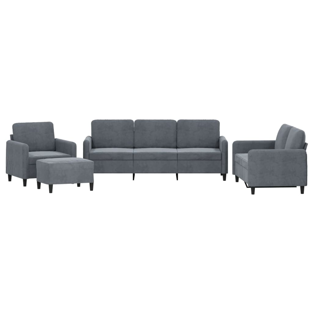 Ensemble de canapés 4 pcs gris foncé velours