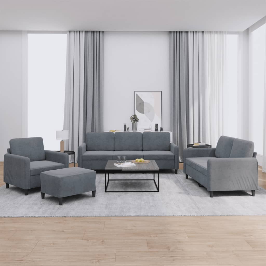 Ensemble de canapés 4 pcs gris foncé velours
