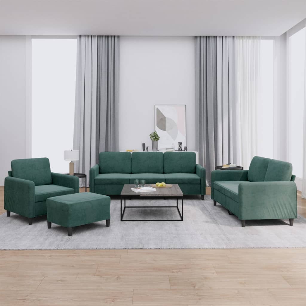 Ensemble de canapés 4 pcs vert foncé velours