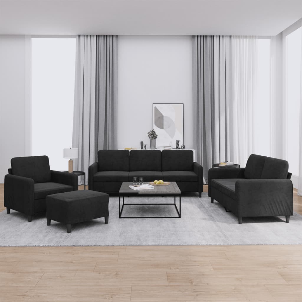 Ensemble de canapés 4 pcs noir velours