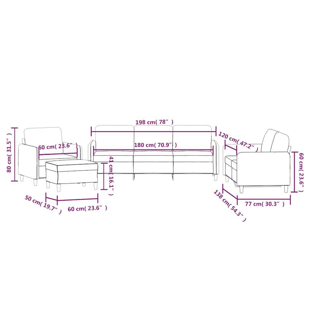 Ensemble de canapés 4 pcs marron velours - XIOS
