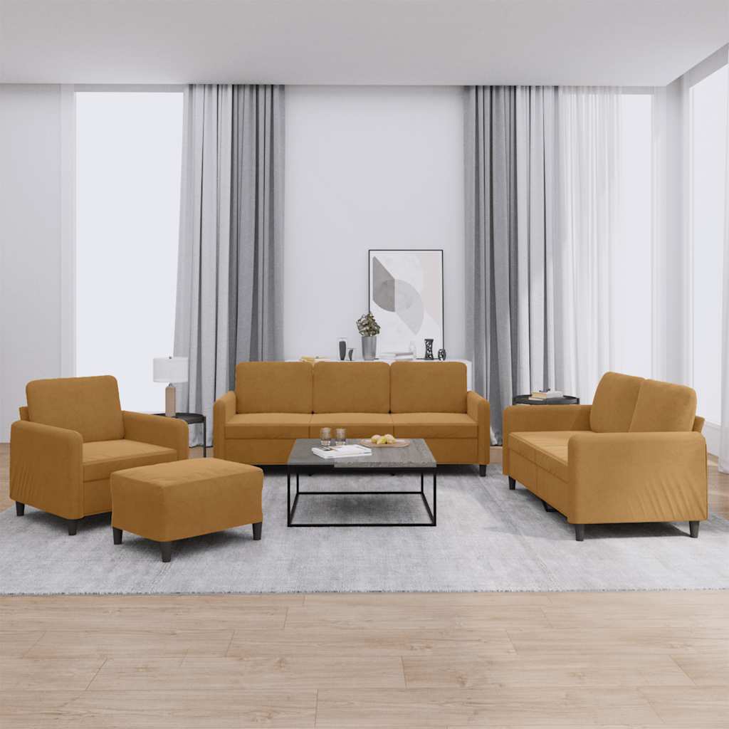 Ensemble de canapés 4 pcs marron velours - XIOS