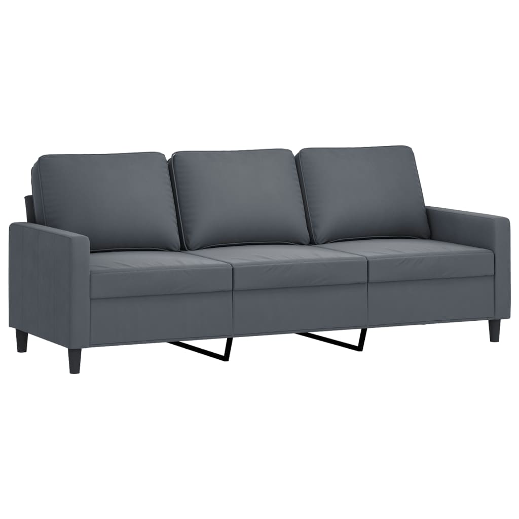 Ensemble de canapés 3 pcs avec coussins gris foncé velours - XIOS