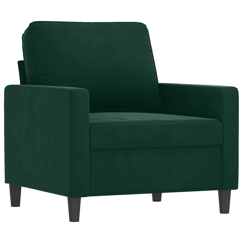 Ensemble de canapés 3 pcs avec coussins vert foncé velours