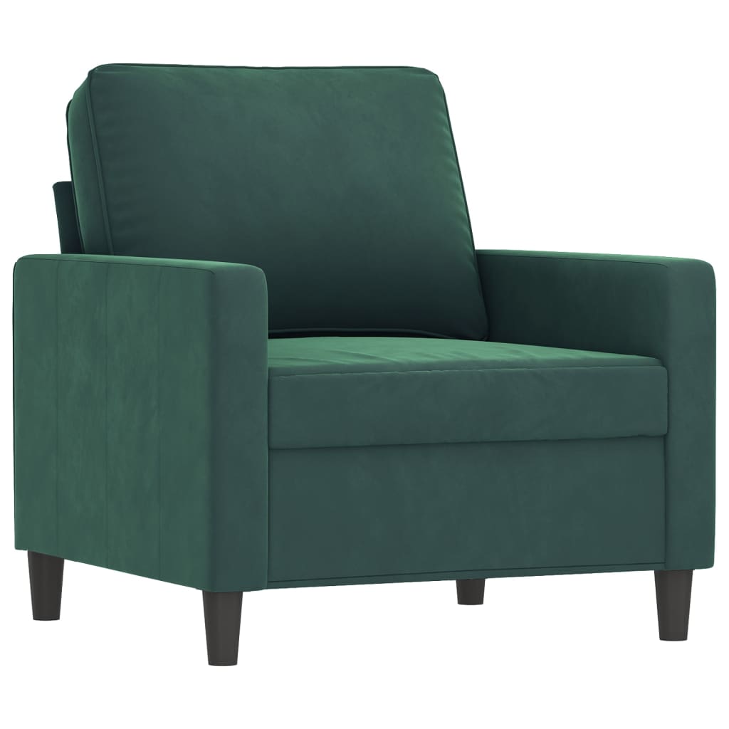 Ensemble de canapés 4 pcs avec coussins vert foncé velours