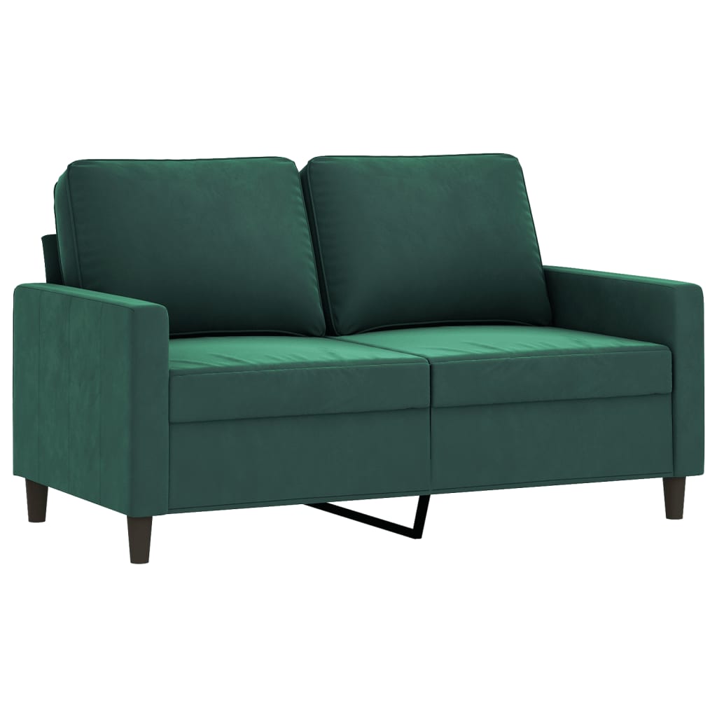 Ensemble de canapés 4 pcs avec coussins vert foncé velours