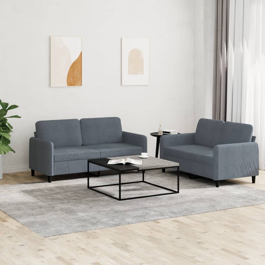 Ensemble de canapés 2 pcs gris foncé velours - XIOS