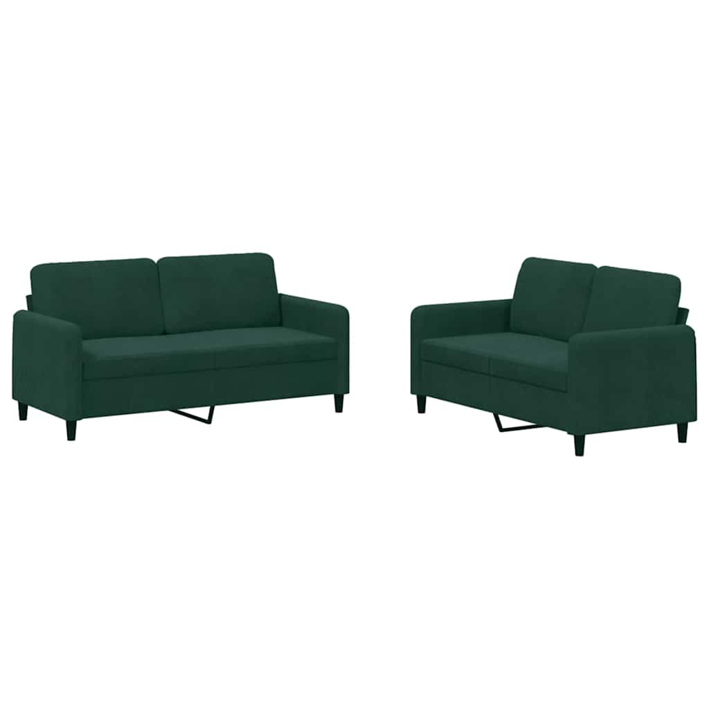 Ensemble de canapés 2 pcs vert foncé velours - XIOS