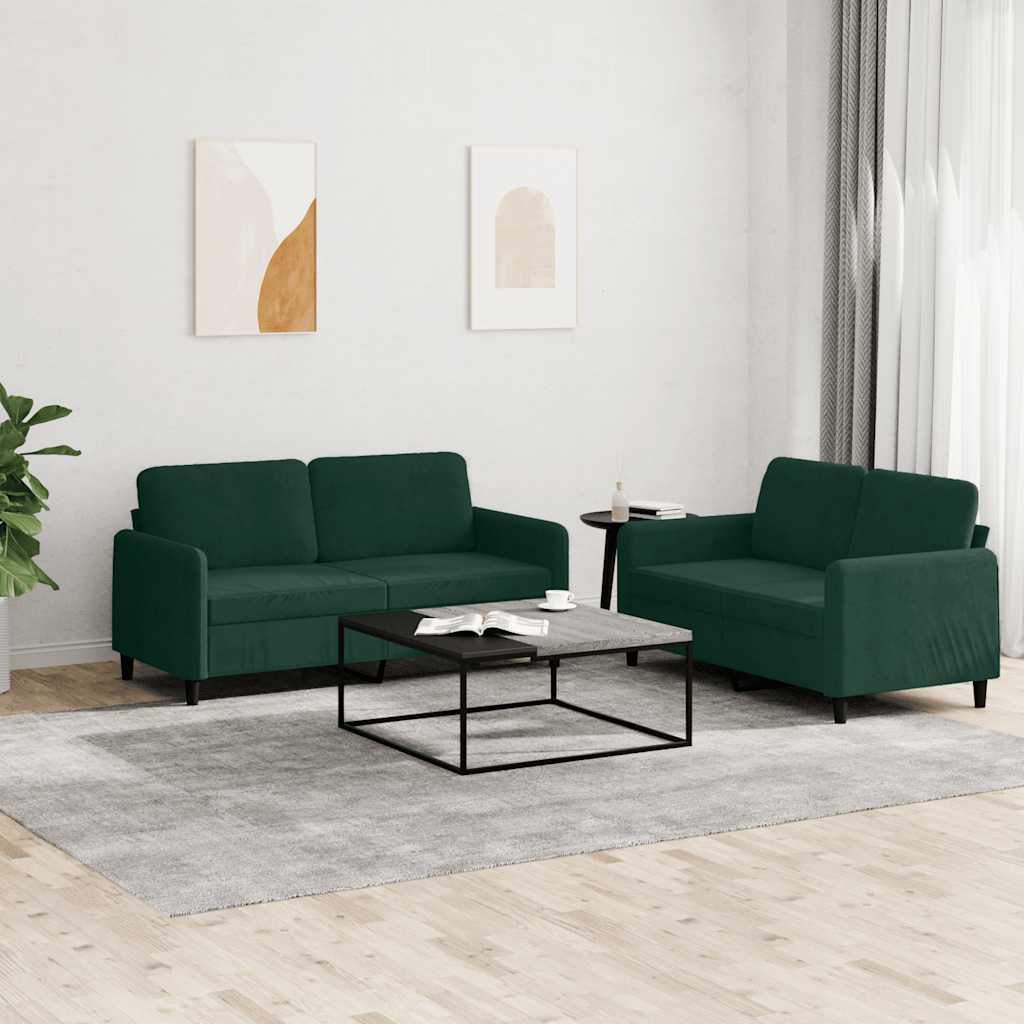 Ensemble de canapés 2 pcs vert foncé velours - XIOS