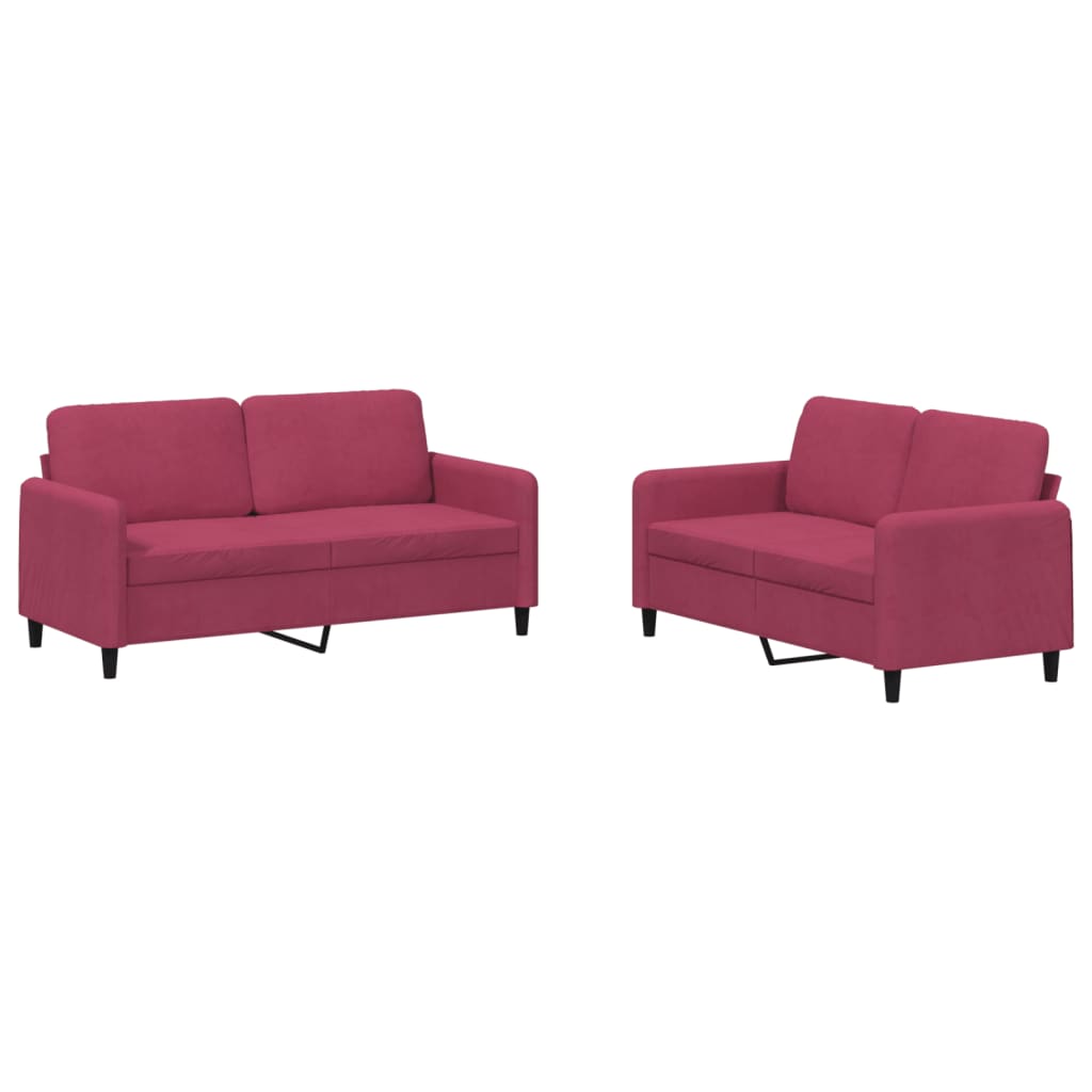 Ensemble de canapés 2 pcs rouge bordeaux velours - XIOS