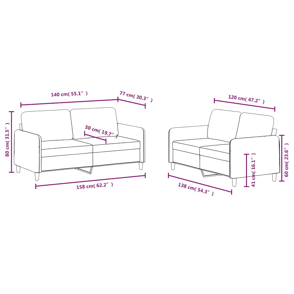 Ensemble de canapés 2 pcs jaune velours - XIOS