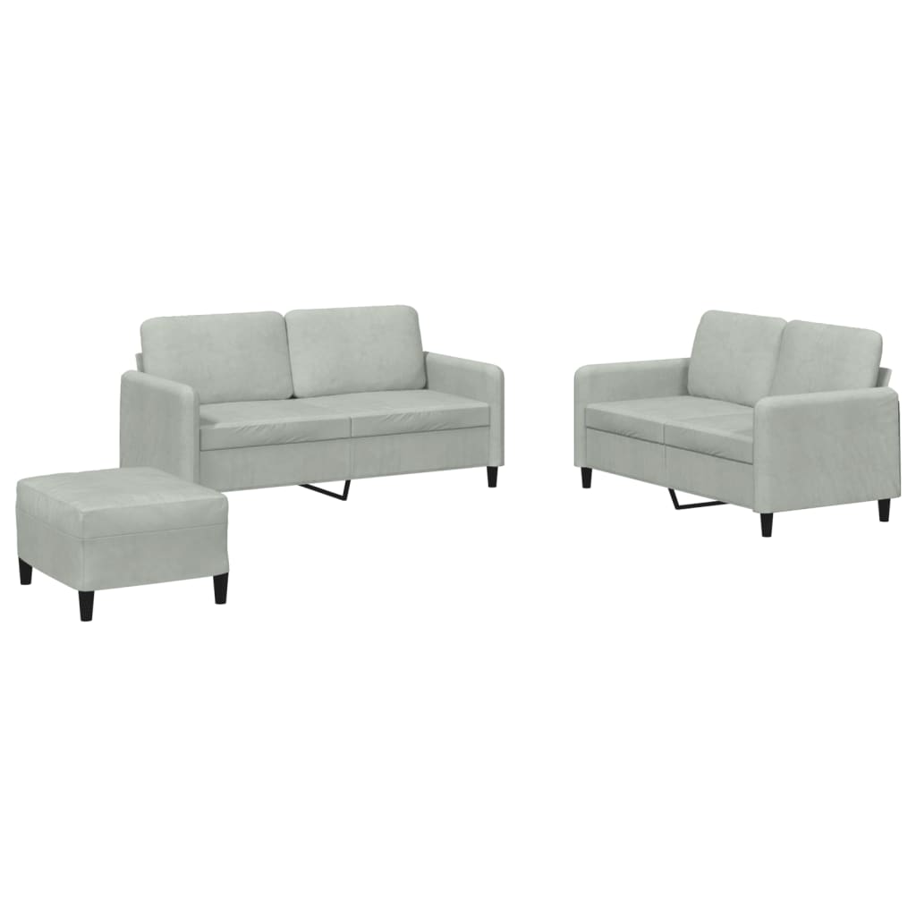 Ensemble de canapés 3 pcs gris clair velours - XIOS