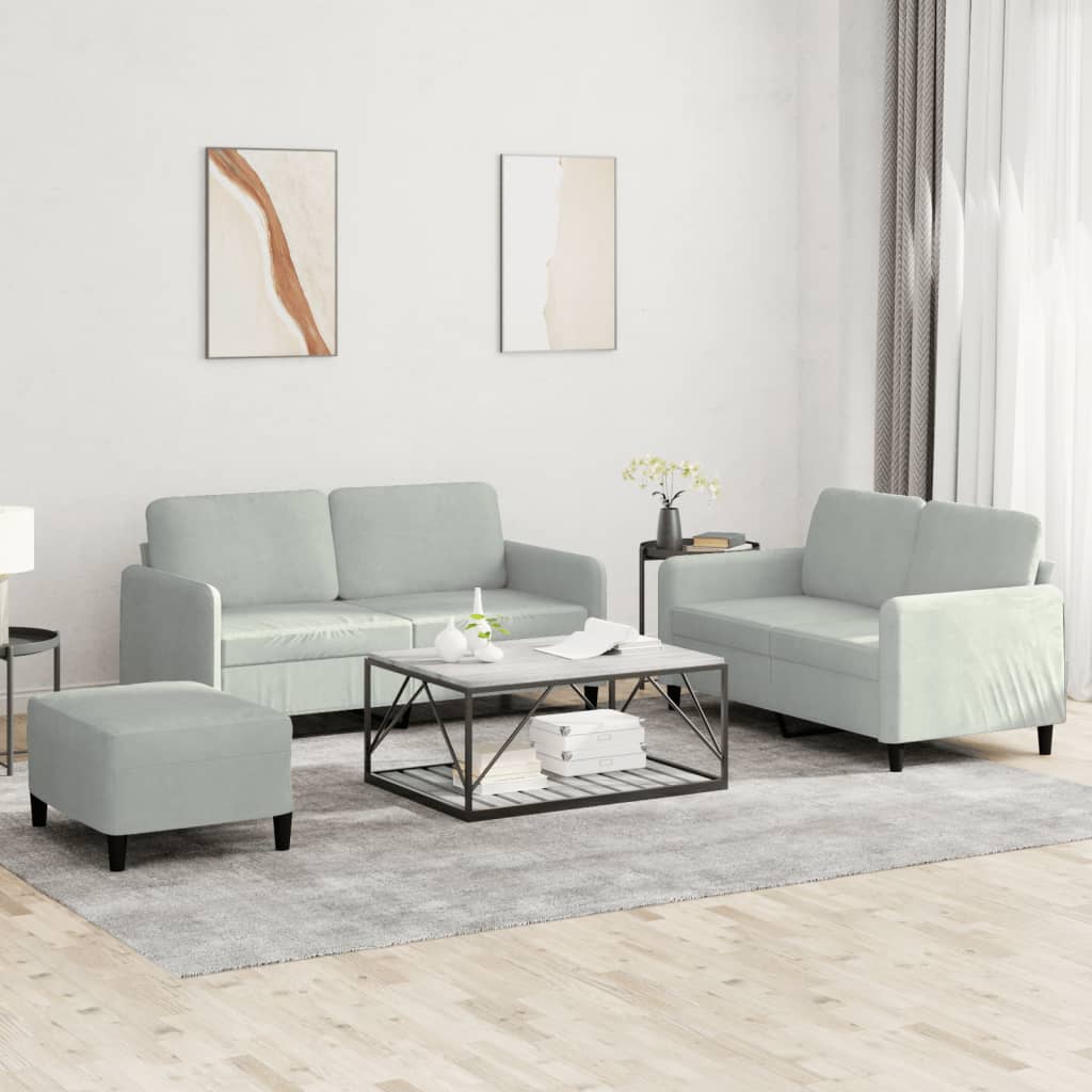 Ensemble de canapés 3 pcs gris clair velours - XIOS