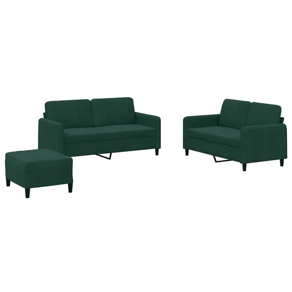 Ensemble de canapés 3 pcs vert foncé velours