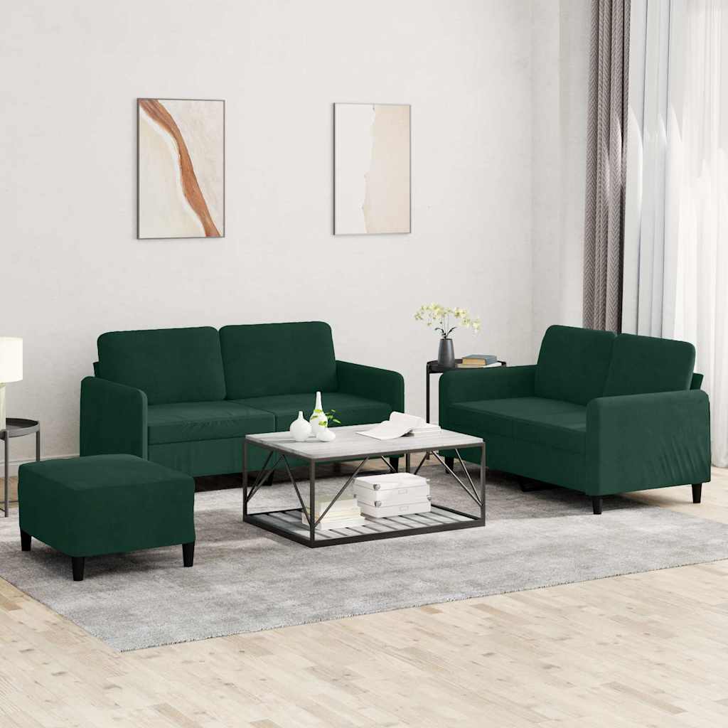 Ensemble de canapés 3 pcs vert foncé velours - XIOS