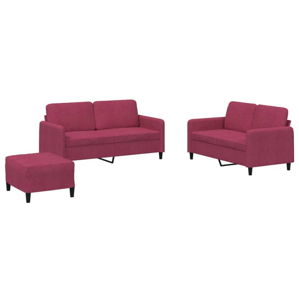 Ensemble de canapés 3 pcs rouge bordeaux velours - XIOS
