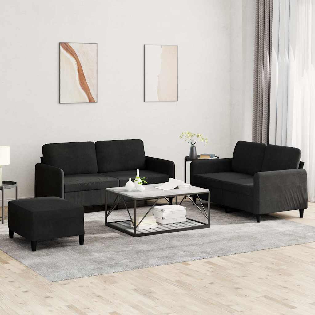 Ensemble de canapés 3 pcs noir velours - XIOS