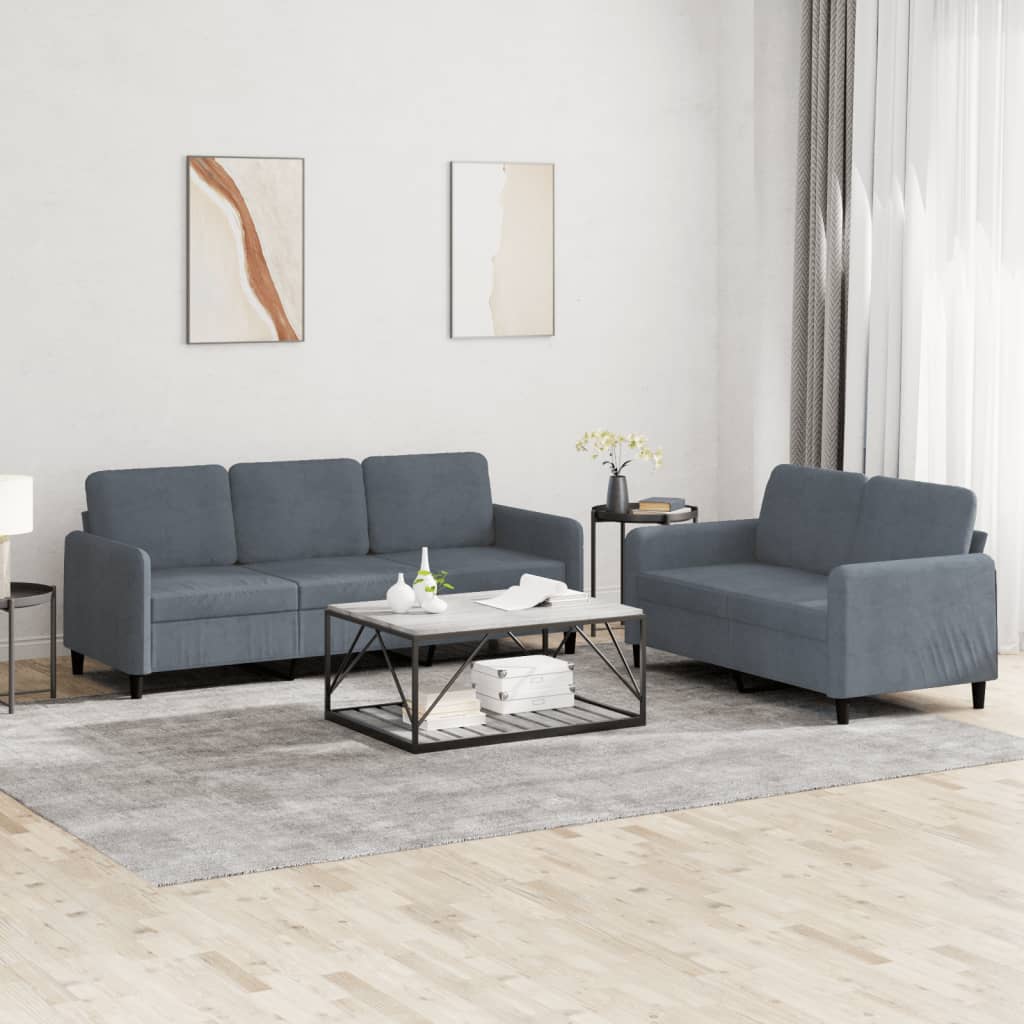Ensemble de canapés 2 pcs gris foncé velours - XIOS