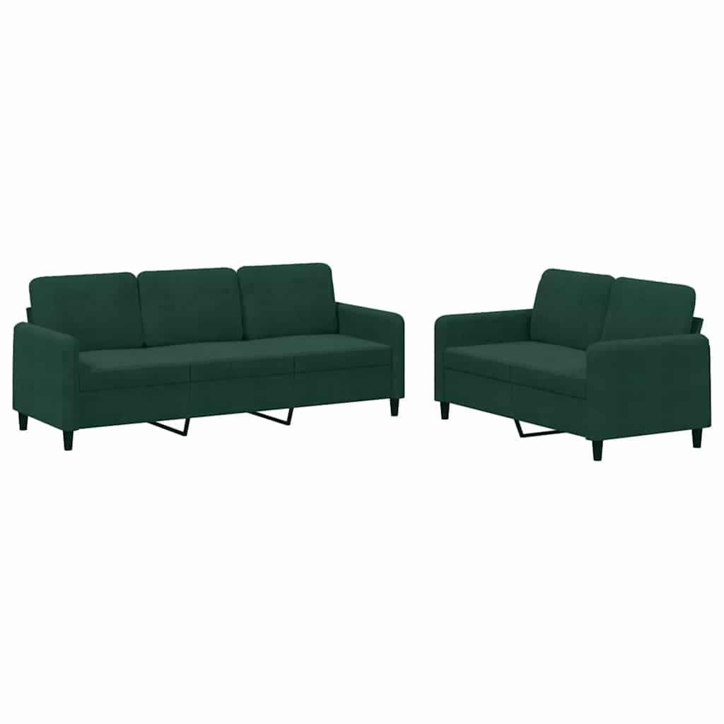 Ensemble de canapés 2 pcs vert foncé velours - XIOS