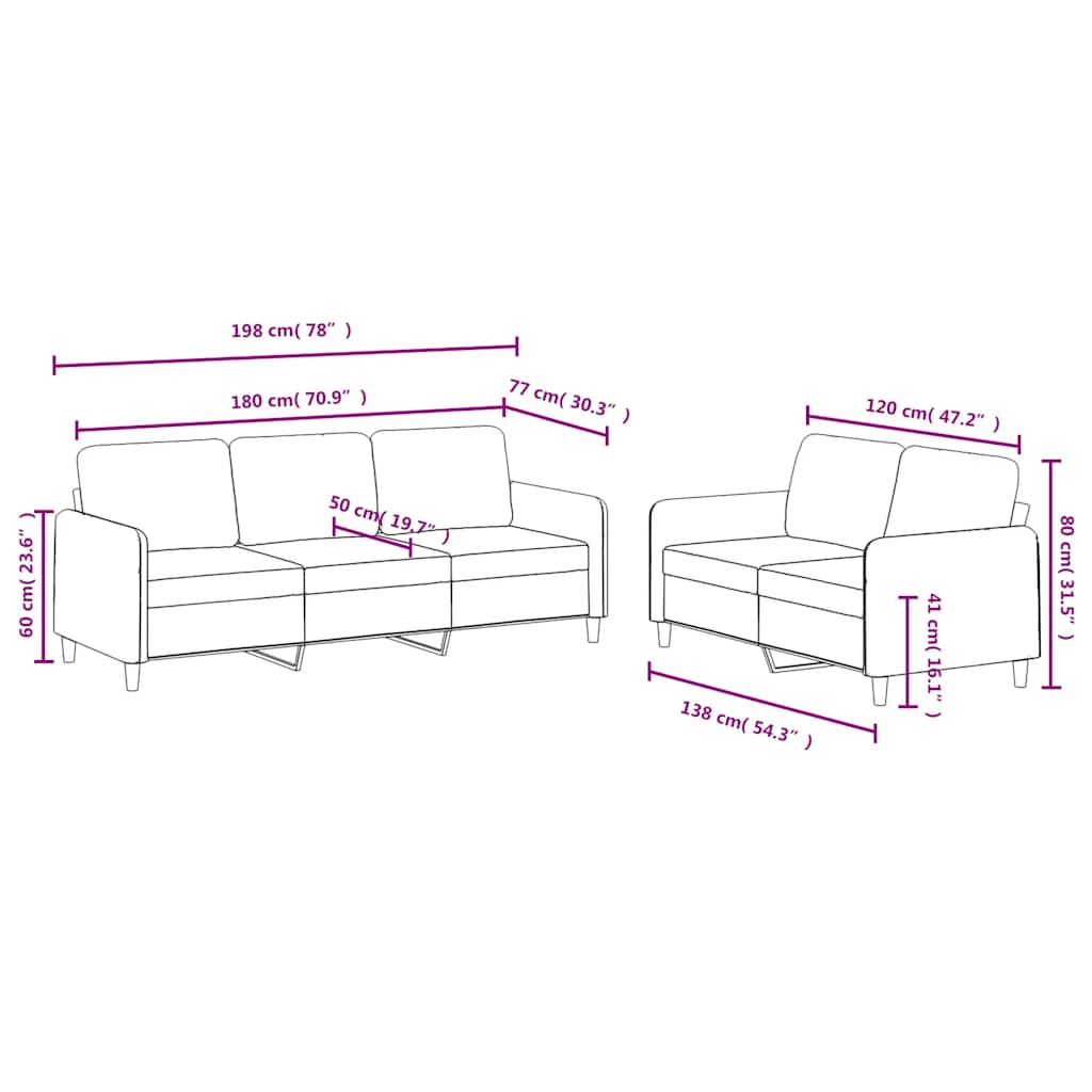 Ensemble de canapés 2 pcs vert foncé velours - XIOS