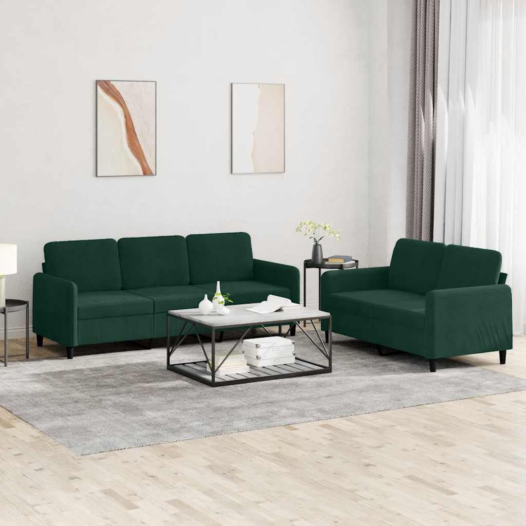 Ensemble de canapés 2 pcs vert foncé velours - XIOS
