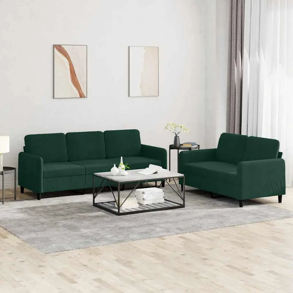 Ensemble de canapés 2 pcs vert foncé velours - XIOS