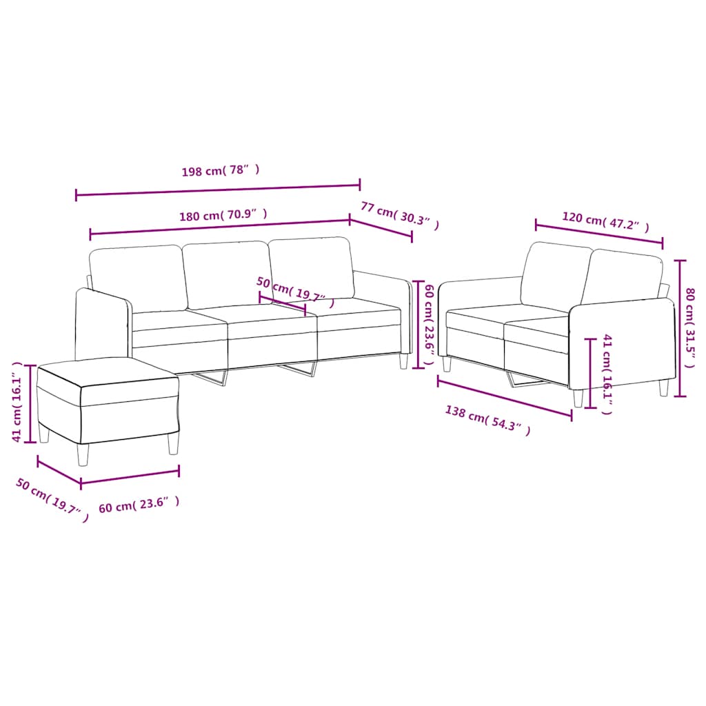 Ensemble de canapés 3 pcs marron velours - XIOS