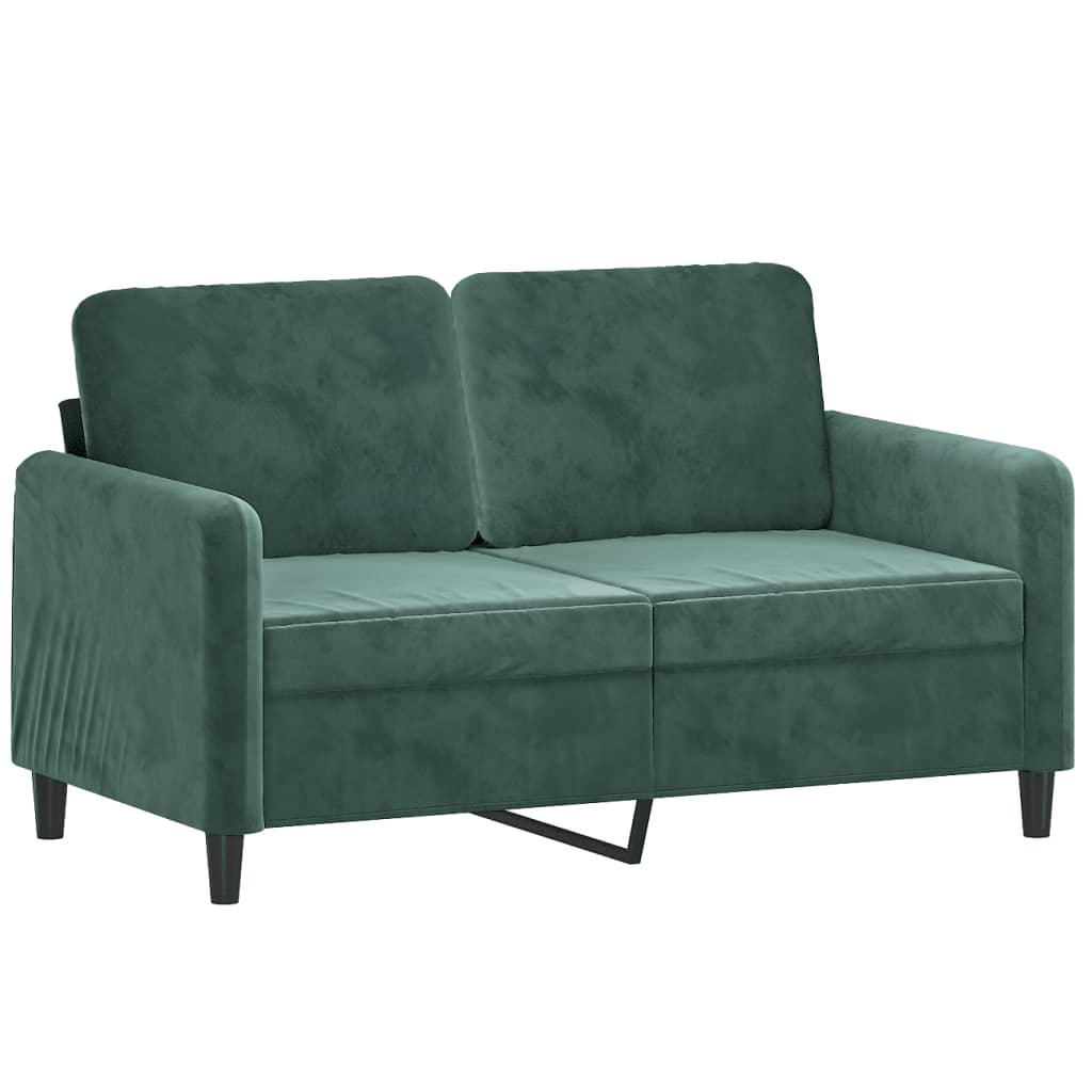 Ensemble de canapés 3 pcs avec coussins vert foncé velours