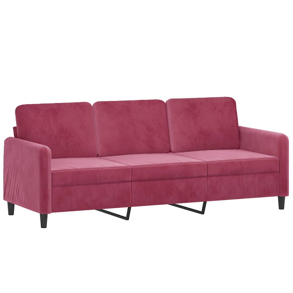 Ensemble de canapés 3 pcs avec coussins rouge bordeaux velours - XIOS
