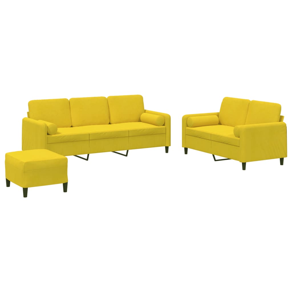 Ensemble de canapés 3 pcs avec coussins jaune velours - XIOS