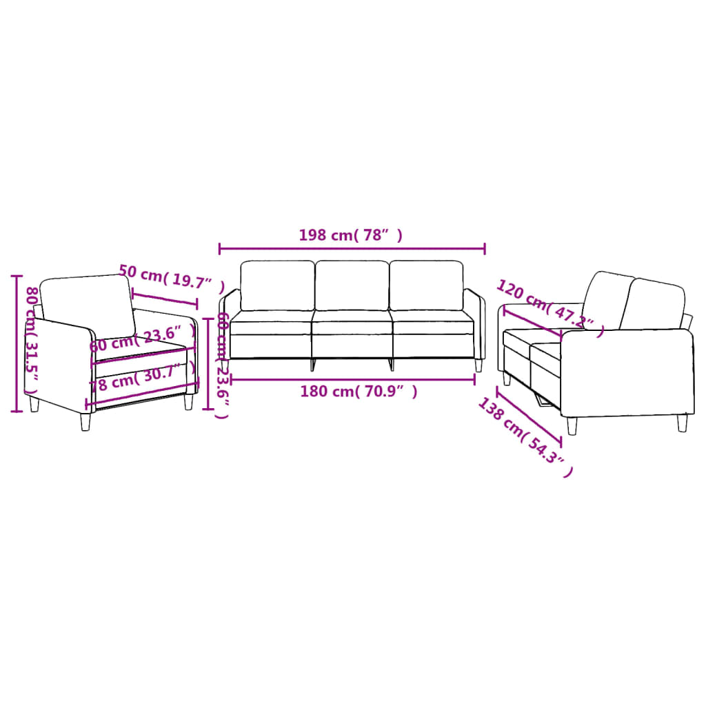 Ensemble de canapés 3 pcs avec coussins Gris clair Tissu - XIOS