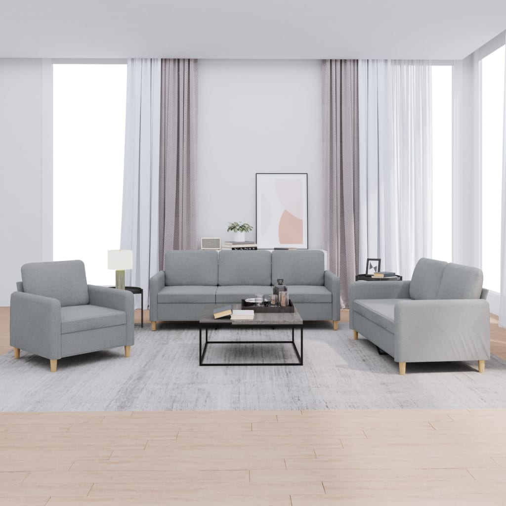 Ensemble de canapés 3 pcs avec coussins Gris clair Tissu - XIOS