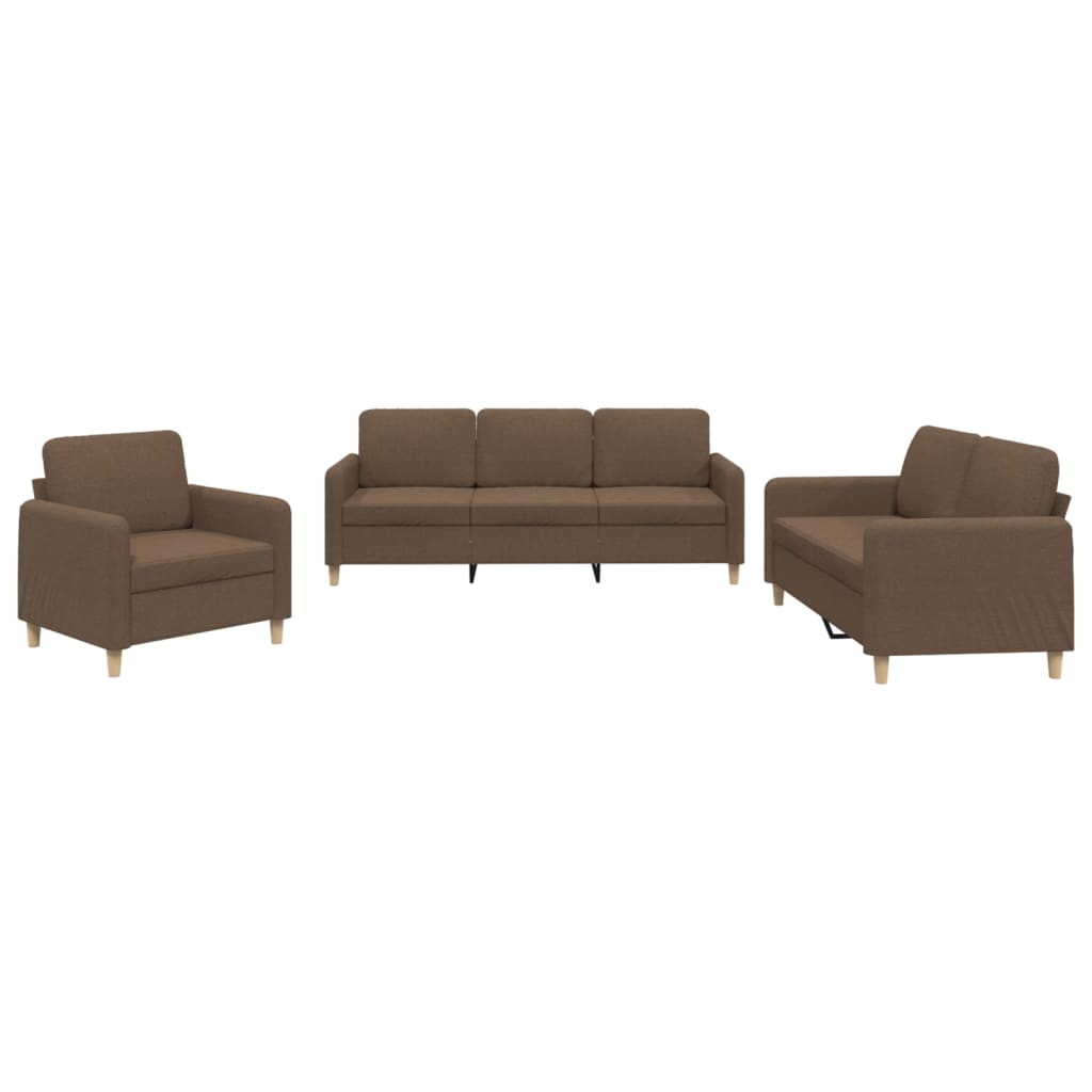 Ensemble de canapés 3 pcs avec coussins Marron Tissu - XIOS