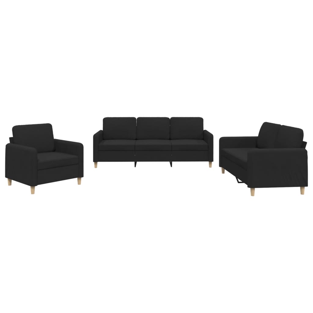 Ensemble de canapés 3 pcs avec coussins Noir Tissu - XIOS