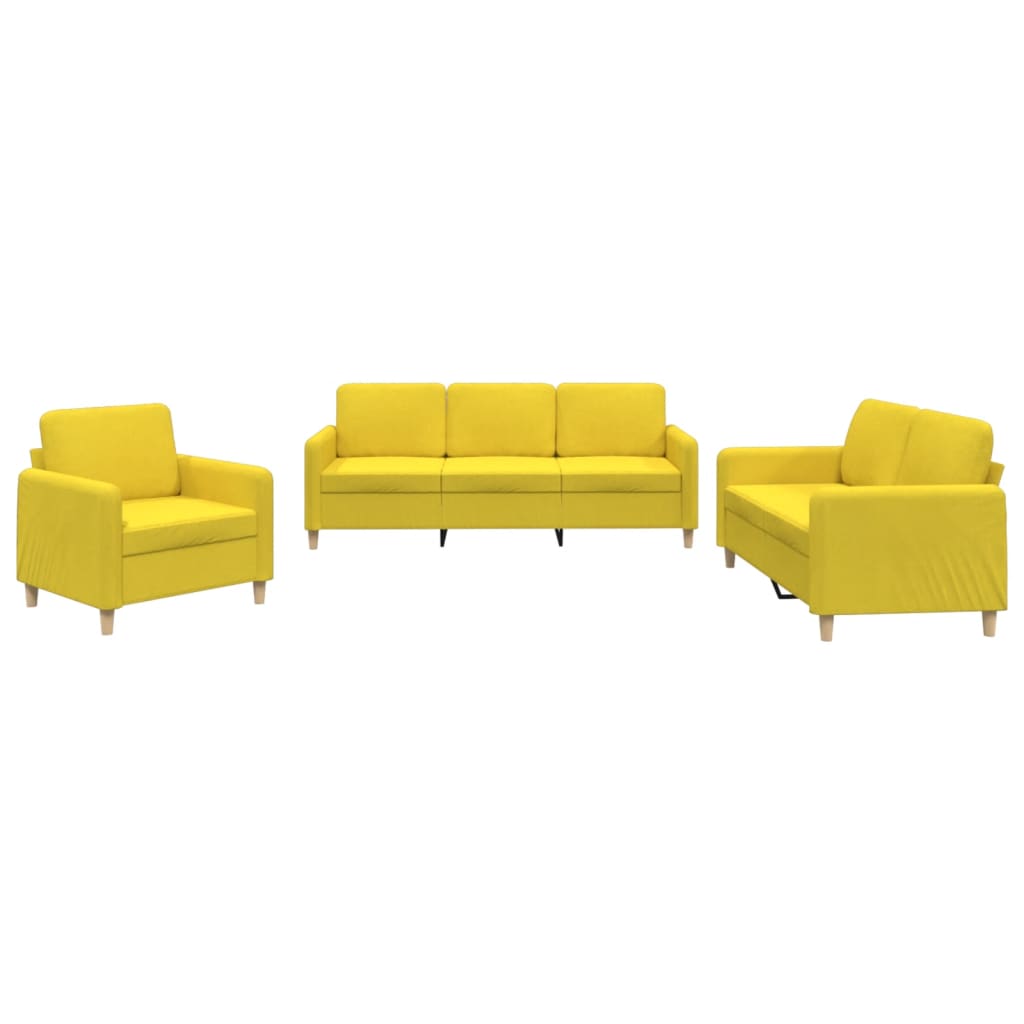 Ensemble de canapés 3 pcs avec coussins Jaune clair Tissu - XIOS