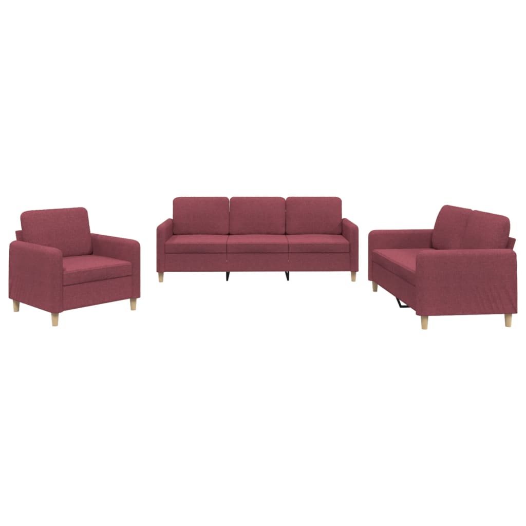 Ensemble de canapés 3 pcs avec coussins Rouge bordeaux Tissu - XIOS